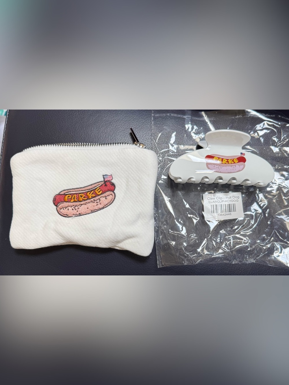 New Parke White Hot Dog Hair Claw Clip
